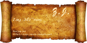Zay János névjegykártya